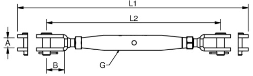 BW1200 Rigging Screw Fork - Fork Metrical drawing