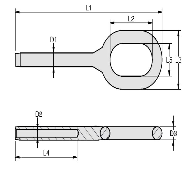 BW6510 Swage Rope Eye Terminal, Large drawing