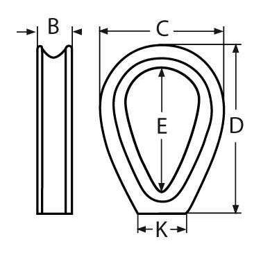 PRH702 Stainless Steel Closed Rope Thimble drawing