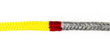 End to end splice of single braided Dyneema to double braided rope